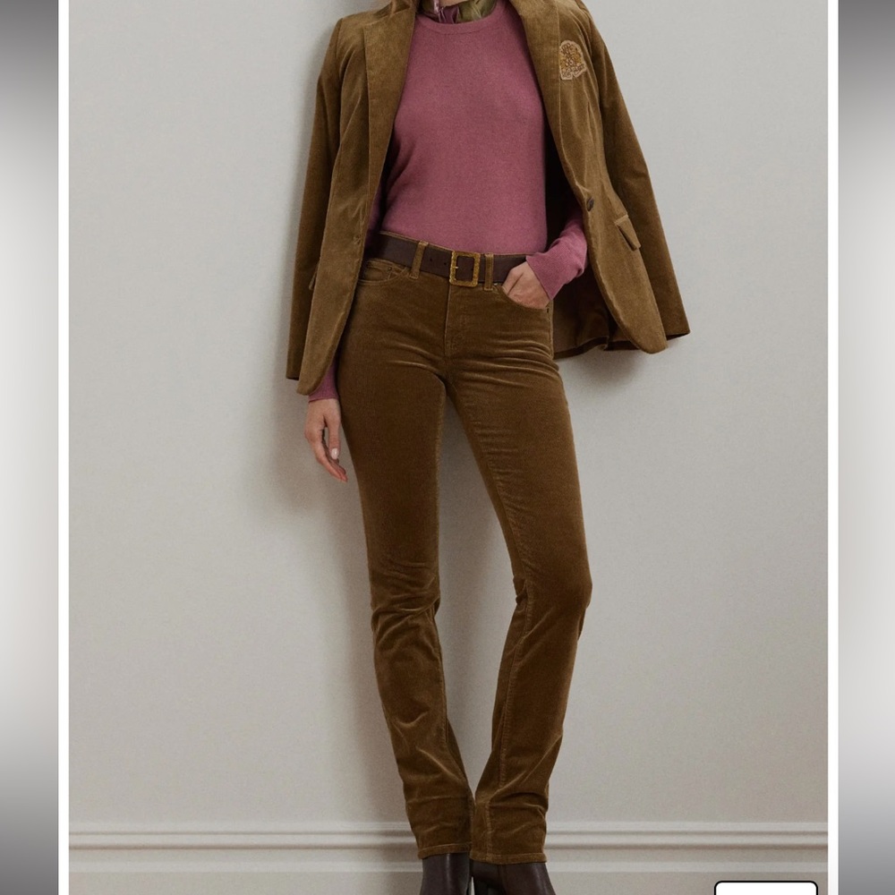 Lauren by Ralph Lauren Brown Premiere Straight Corduroy Pants, Size 4